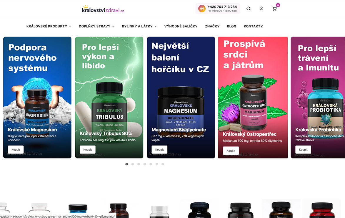E-shop Království zdraví s optimalizovaným designem a UX